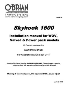 Skyhook 1600 Installation Manual
