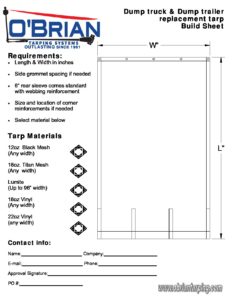 Dump Truck & Trailer tarp build sheet