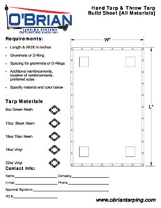 Throw Tarp Build Sheet